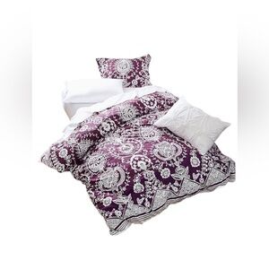 Pottery Barn Dorm Natalia Full~ Queen Duvet Cover W/ Shams Purple Floral 84”X86”